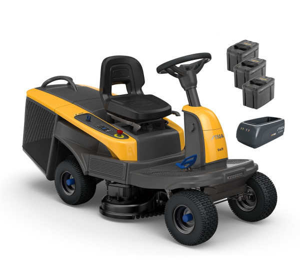 Stiga Akku-Aufsitzmäher Swift 372e inkl. 3x7,5 Ah Akkus+Ladegerät