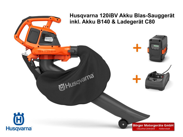 Husqvarna Akku-Blas-Sauggerät 120iBV inkl. Akku+Ladegerät