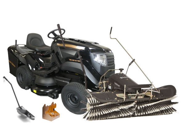 STIGA Black Edition Pro 226/102 Twin H Gartentraktor inkl. Tielbürger Kehrmaschine