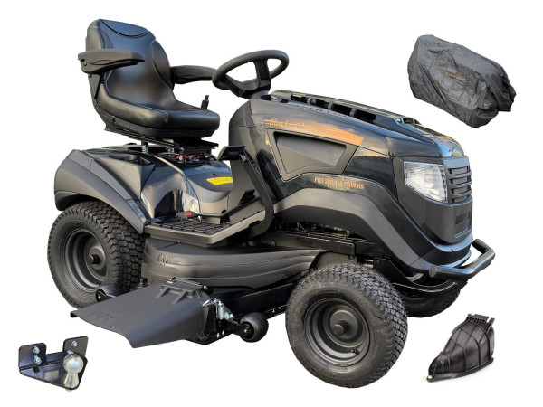 Black Edition Pro 300/118 Twin HS Rasentraktor inkl. Anhängerkupplung und Abdeckplane