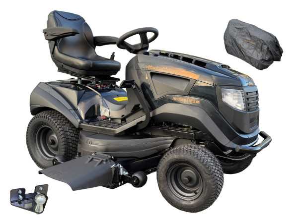 Black Edition Pro 300/118 Twin HS Rasentraktor inkl. Anhängerkupplung und Abdeckplane